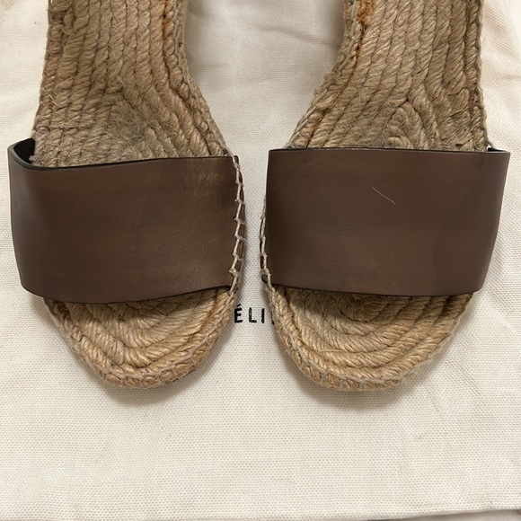 Celine Leather Ankle Wrap Espadrilles Wedge 39 - Picture 5 of 12